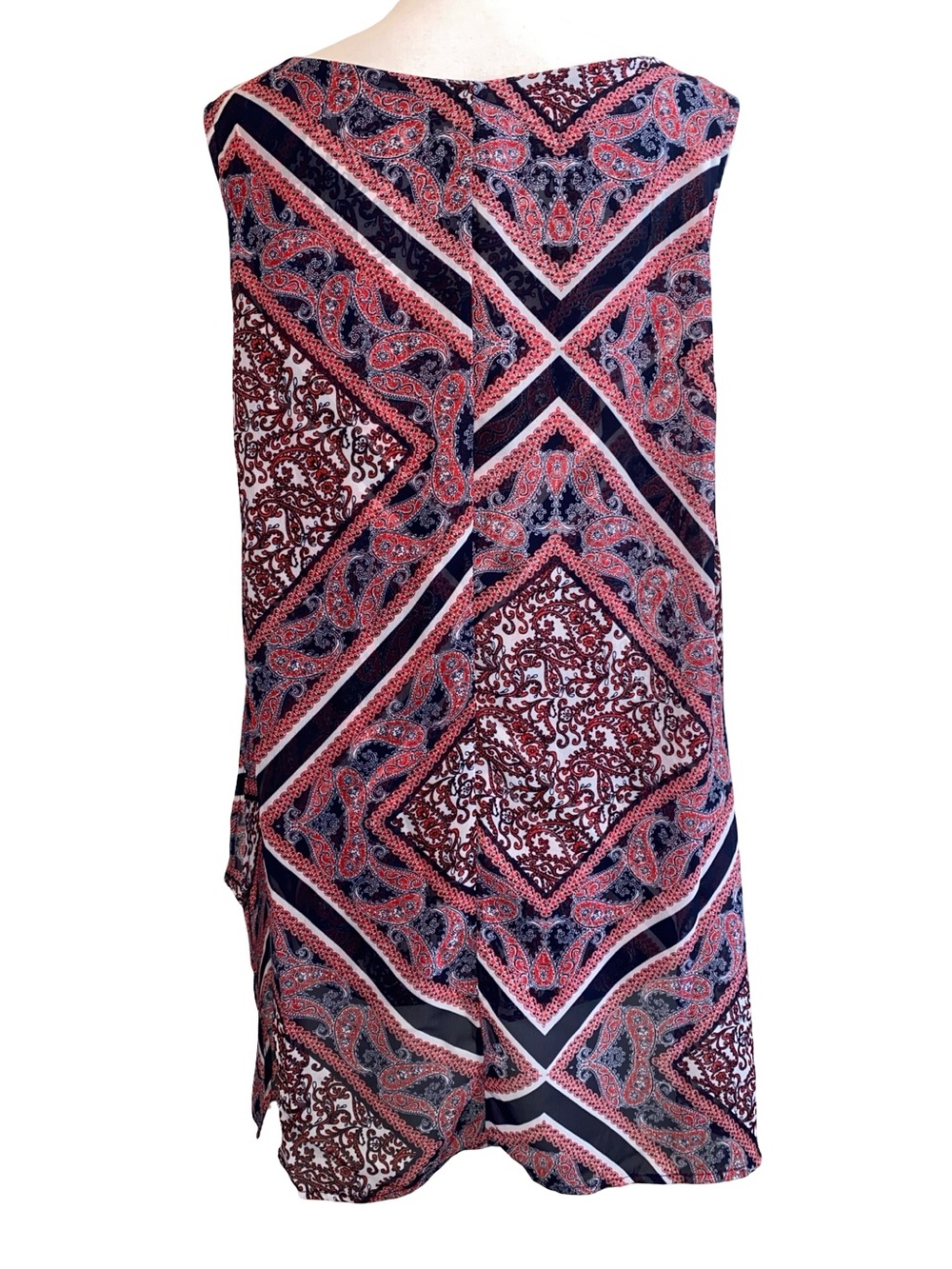 Westport 1962 Womens Large Paisley Sleeveless Layered Split Front Tunic Top L - Picture 7 of 8